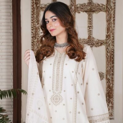 Peach Lawn Printed Suit